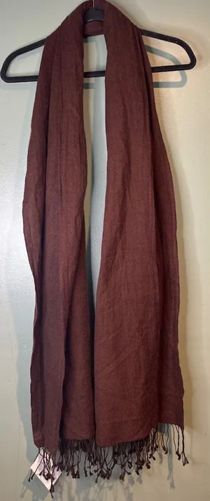 NWT Pashmina Silk Blend Shawl Wrap Brown Fall Old Money Western Bohemian thumbnail 1