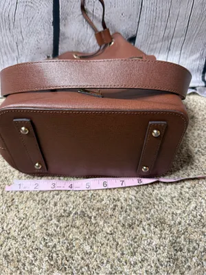 Dooney & Bourke saffiano Brown Leather Drawstring Bucket Bag thumbnail 7