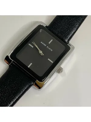 Anne Klein Women silver black tone watch 28mm quartz analog leather band running thumbnail 2