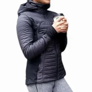 LULULEMON FIRST MILE Black Gorpcore Active Quilted Hooded Jacket Size 6 thumbnail 5
