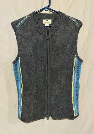 woolrich cinder gray multi front zip sweater vest thumbnail 1