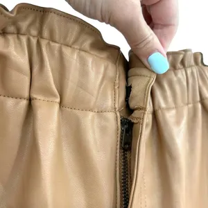 Abercrombie and Fitch Shorts Faux Vegan Leather High Waist Camel‎ Tan Size Large thumbnail 4