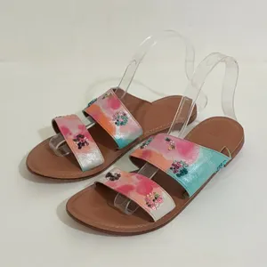 NEW Anthropologie JASPER & JEERA Painted Leather Slide Sandals Brown Gold 37 thumbnail 2