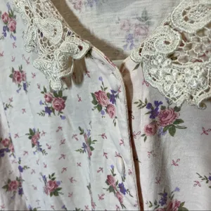 Vintage Victoria’s Secret Gold Label Sleep Shirt 90s Lace Floral Pink Large thumbnail 2