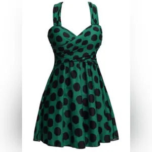 Vibrant Green Polka Dot Mini Dress Size M thumbnail 2