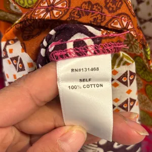 Fate Patchwork Print Blouse Boho Multicolor Long Sleeve Button Front Top Small Pink thumbnail 4