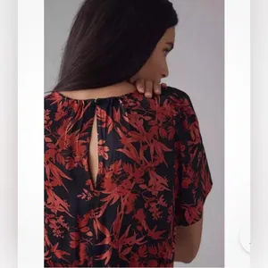 Anthropologie The Somerset Floral Jumpsuit Satin Red Small Wedding Festival Chic thumbnail 5