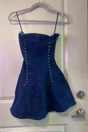 Edikted Denim Mini Dress Small thumbnail 1
