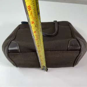 Vintage Banana Republic Brown Small Satchel Hand Bag Leather Wool like Preppy thumbnail 4