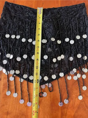 Vintage beaded belly dance hip scarf Made in India thumbnail 3