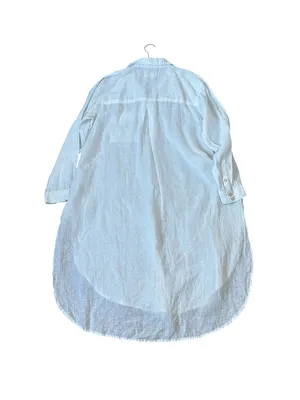 By Anthropologie White Linen Shirt Dress Long Sleeve Coastal Chic Quiet Luxury thumbnail 6