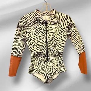 WET Zebra Stripe Long Sleeve Thick One Piece Bathing Suit nwt thumbnail 1