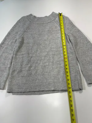LOFT 100%. Otto Gray Crewneck Sweater with Bell Slit Sleeves Size Medium thumbnail 3