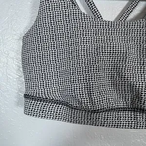 Lululemon Women 12 White Black Houndstooth Energy Sports Bra Athletic Workout thumbnail 2