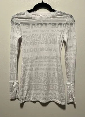 LULULEMON Vintage Manifesto Burnout Long Sleeve White, Size 4 thumbnail 1