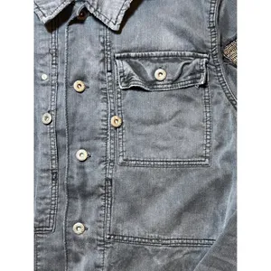 Free People Distressed Embellished Millitary Shirt Jacket Gunmetal Size Medium‎ thumbnail 3