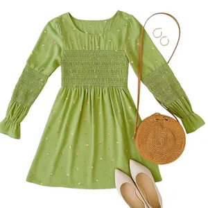 Urban Outfitters Mabel Smocked Floral Mini Dress Green Cottagecore Womens Large thumbnail 15