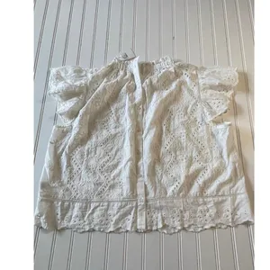 Jennifer & Grace White Eyelet Blouse Embroidery Ruffle Cap‎ Sleeve XL NWT thumbnail 8