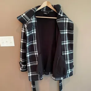 Ike Behar Fleece Check Print Peacoat Black‎ White S thumbnail 5