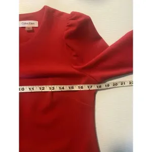 Calvin Klein Red Beaded Sleeve‎ Sheath Midi Dress Size 6 Holiday Party Cocktail thumbnail 11