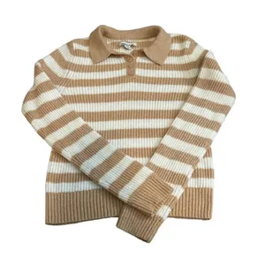 American Eagle Beige and White Striped Knit Sweater thumbnail 3