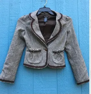 Guess Jeans Gray Denim Accented Button Front Blazer Women’s Size XS v6x thumbnail 1