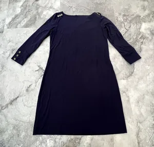 Lilly Pulitzer Navy Blue Gold Button Shoulder Long Sleeve Shift Dress XS thumbnail 1