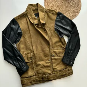 ARITZIA WILFRED‎ FREE Rayder Olive Green Linen Jacket Small thumbnail 1
