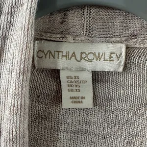 Cynthia Rowley Beige Open Front Knit Cardigan Long Sleeve Layering XS thumbnail 3