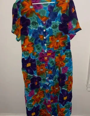 Vintage Floral Button-Down Dress by Hi Lites Sz 1X/2X thumbnail 1