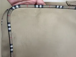 Burberry Fragrance Messenger Bag Tan Beige Plaid Trim Crossbody Adjustable thumbnail 5