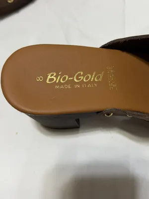 Bio-Gold Made in Italy Brown Leather Studded Platform Clogs thumbnail 7