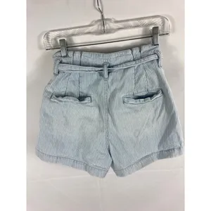 American Eagle Striped Tie Waist Blue Paperbag Shorts Size 6 thumbnail 5