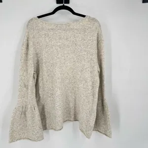 French‎ Connection Wool Blend Light Gray Bell Sleeve Boat Neck Sweater Small thumbnail 10