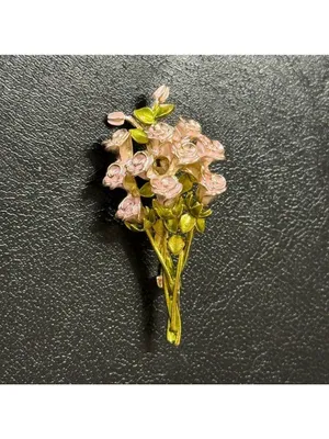 Floral Rose Bouquet Brooch Pink and Green New thumbnail 3