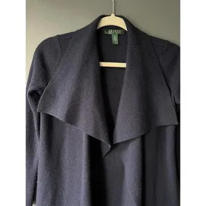 Lauren Ralph Lauren Women's Open Front Cardigan - Size M - Navy Blue thumbnail 8
