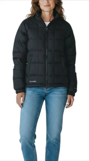 COLUMBIA Duck Down Puffer Jacket Women M Black Full Zip Light Everyday Travel thumbnail 1