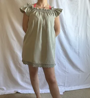 Smocked Off Shoulder Mini Dress - Army Green - S thumbnail 7