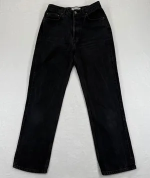 Reformation Jeans Womens Size 26 Black High Rise Button Fly Straight Leg Denim‎ thumbnail 1
