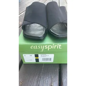 Easy Spirit Eszion Black Fabric Block Heel Slide Sandals‎ Womens 8 M Square Toe thumbnail 2