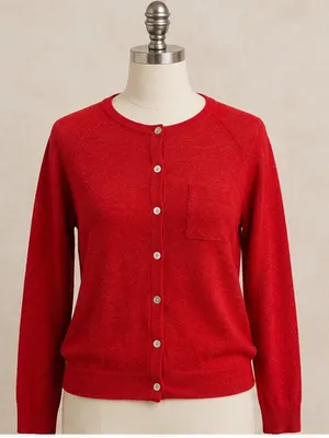 DKNY Vintage Red Wool Mohair Cardigan Sweater Sz M Made in Hong Kong thumbnail 3