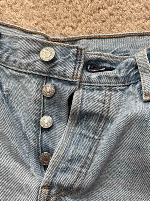 Levi's 501 Light Blue Distressed Denim Cutoff Shorts thumbnail 4