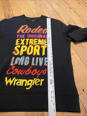 Wrangler Organic Cotton Crew Graphic Western Rodeo Cowboys Sweatshirt Size M thumbnail 7