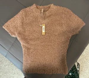 Cozy Knit Cropped T-Shirt Rose Clay thumbnail 4