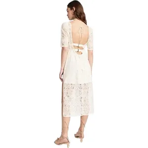 For Love and Lemons Marilyn Midi Dress in Ivory Size Medium NWT thumbnail 4