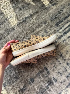Keds Leopard Print Slip-On Sneakers in Tan, Black & Brown thumbnail 7