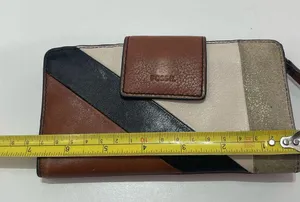 Fossil Leather Wallet Multi Color Brown Black Snap Card Holder Coin Zip Purse thumbnail 3
