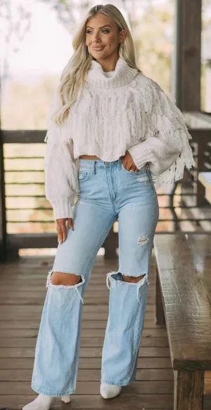 These Three Shaggy Turtle Neck Crop Sweater  thumbnail 4