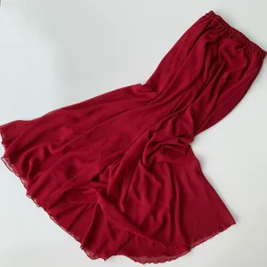 Deep red flowy chiffon maxi skirt. thumbnail 2