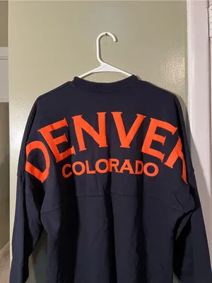Spirit Jersey Unisex Size Medium Long Sleeve T-Shirt Navy Blue Orange Denver CO thumbnail 7